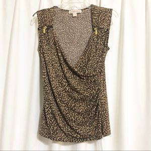 Michael Kors Leopard Print Wrap Sleeveless…